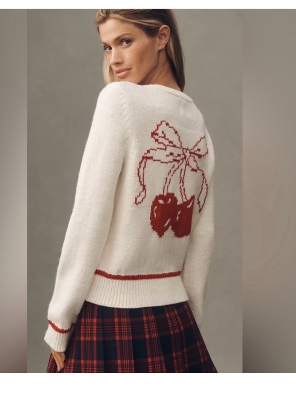 Anthropologie Maeve Cherry Icon Cardigan